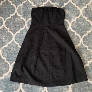 J.CREW BLACK STRAPLESS GAUZY FIT & FLARE PARTY PROM COCKTAIL DRESS 0